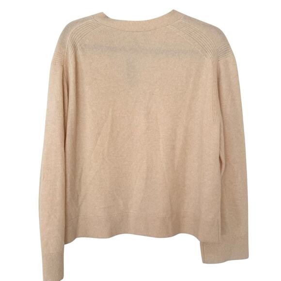 J.Crew 100% Cashmere Cardigan Sweater Beige Front Pockets Medium NWT - Picture 3 of 7